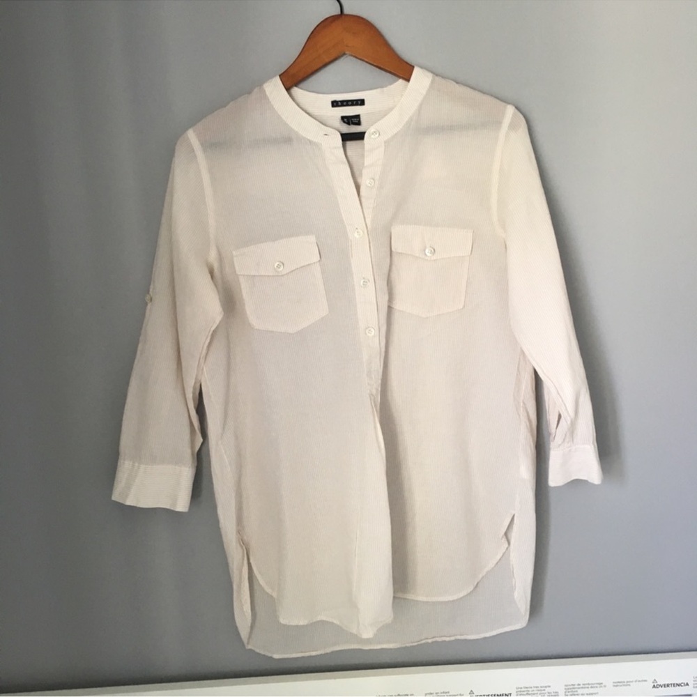 Theory White Button-Up Blouse - Picture 7 of 8